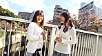 女性だけのスタッフで街頭インタビューと誘い車の中でオナニー見せて！女同士で大胆になる巨乳若妻の初レズSEX！