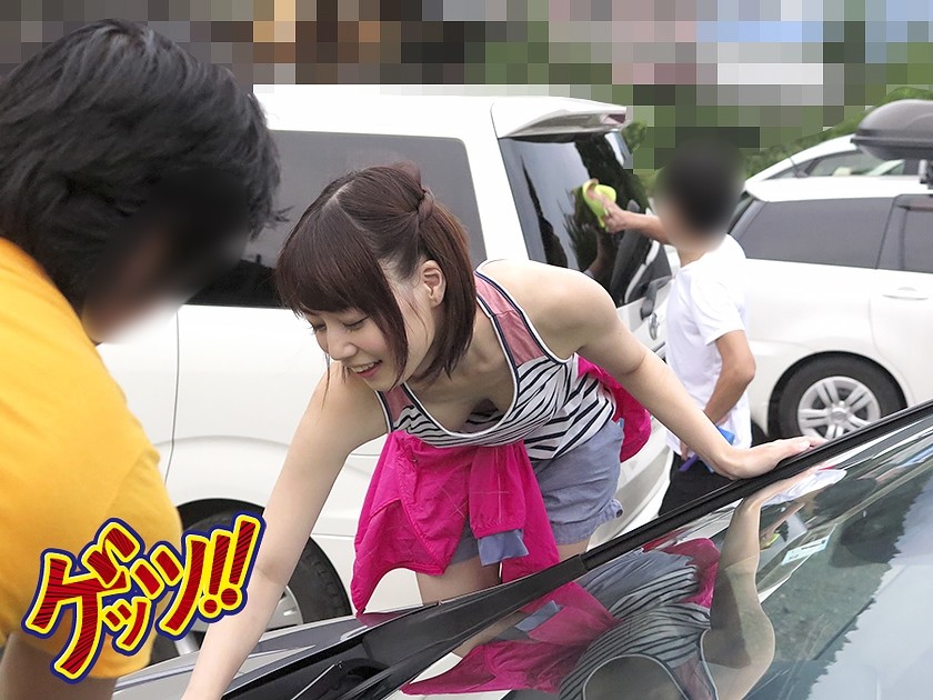 一緒に洗車に来たツレの彼女がまさかのノーブラ 無防備すぎる胸元に、僕フル勃起!!! 親友の目を盗んで、欲求不満な彼女と即ハメ! 画像10