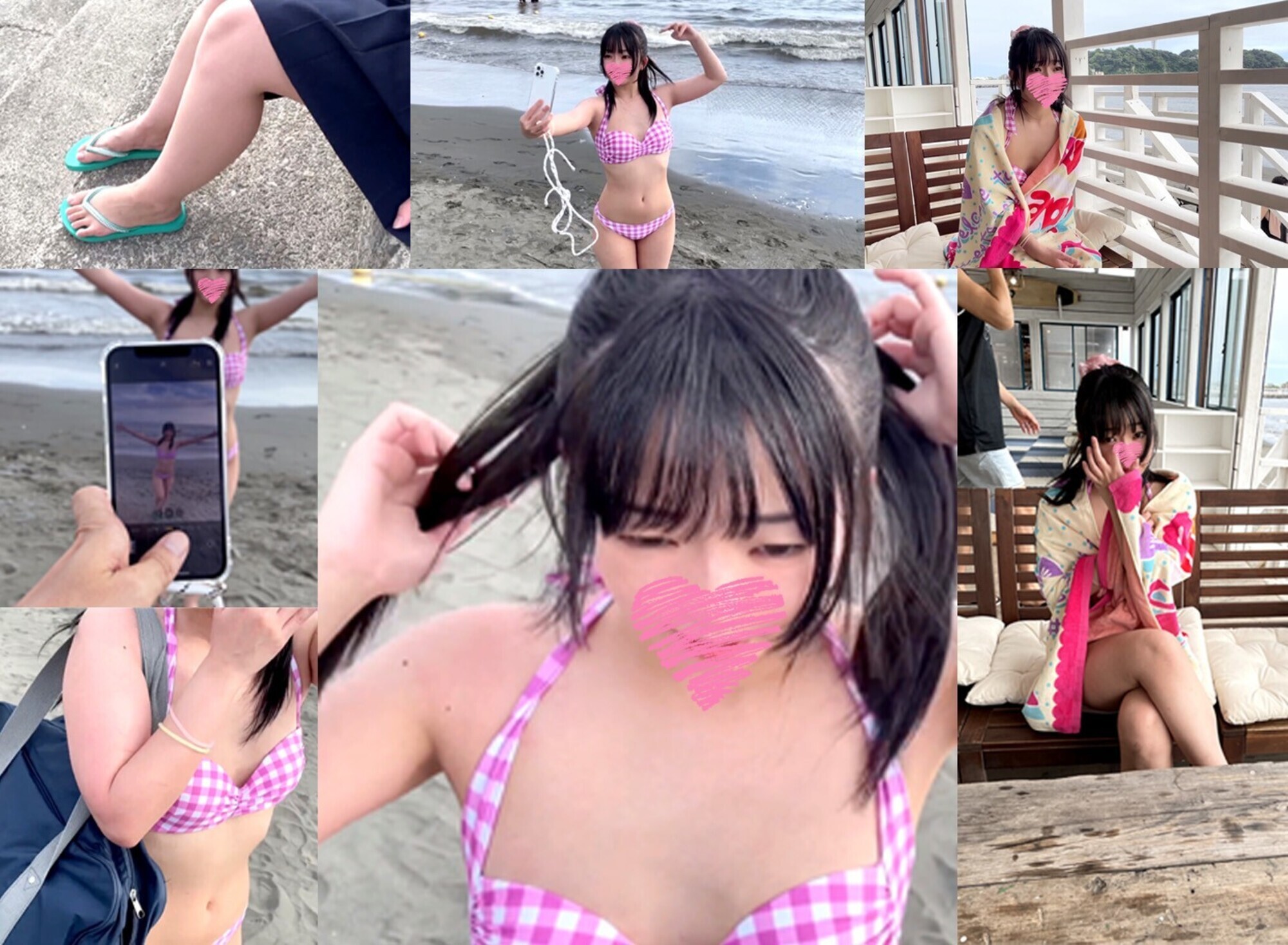 K2【個人撮影】江ノ島の海で見つけたピンクの水玉水着ちゃん_最強のプリケツ美小女の生ハメ映像放出