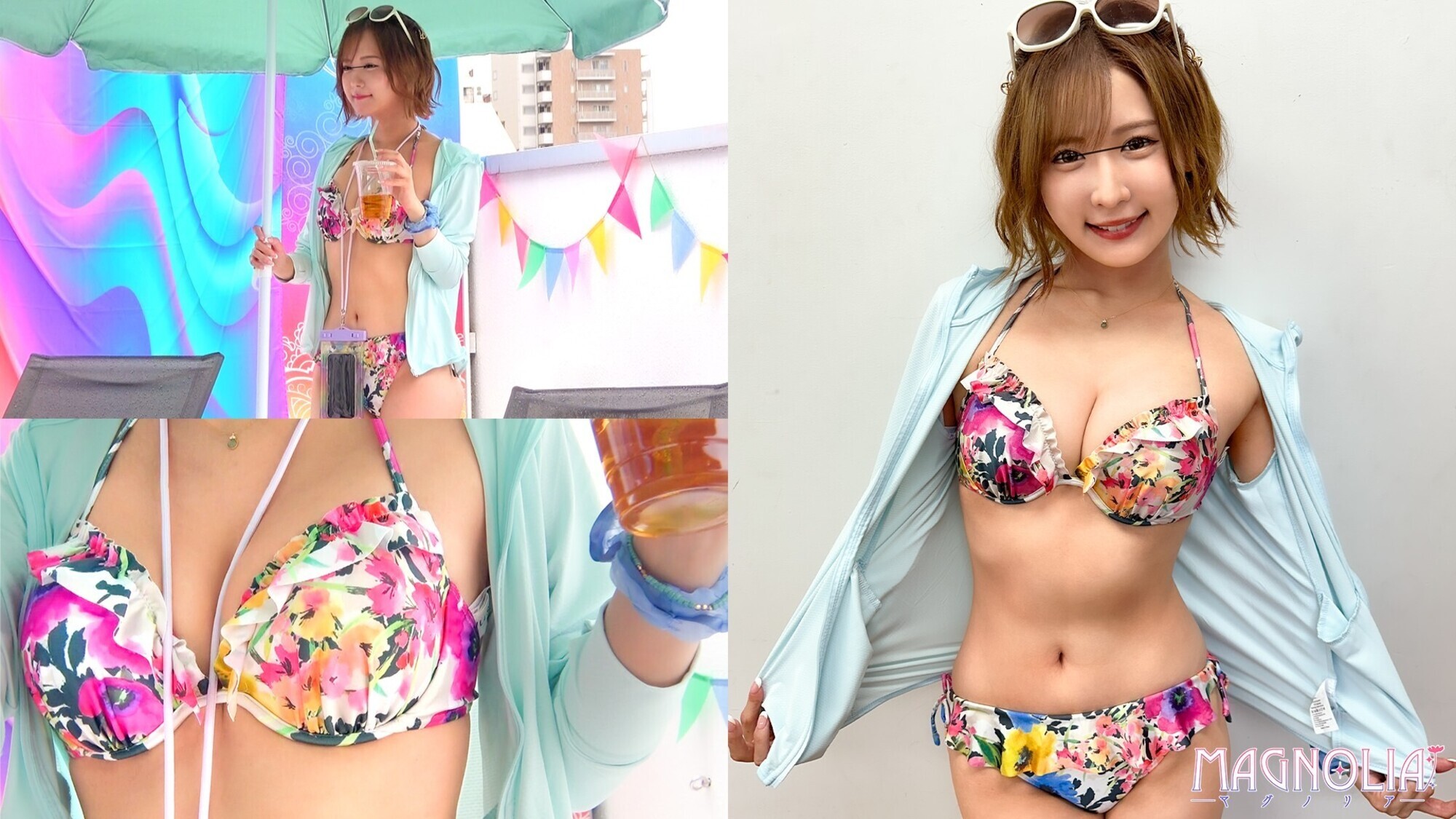 『恋人を求めて水着ギャルと一般男性がお互いに触れ合うオイルマッサージでどこまで発展するのか！？』白ギャルとイケメンがマッチングしてヌルヌル素股で擦り合い♪･･･生ハメに発展して中イキしながら彼氏のことを忘れて浮気中出し☆【街角素人モニタリング♯なるみ】 画像1