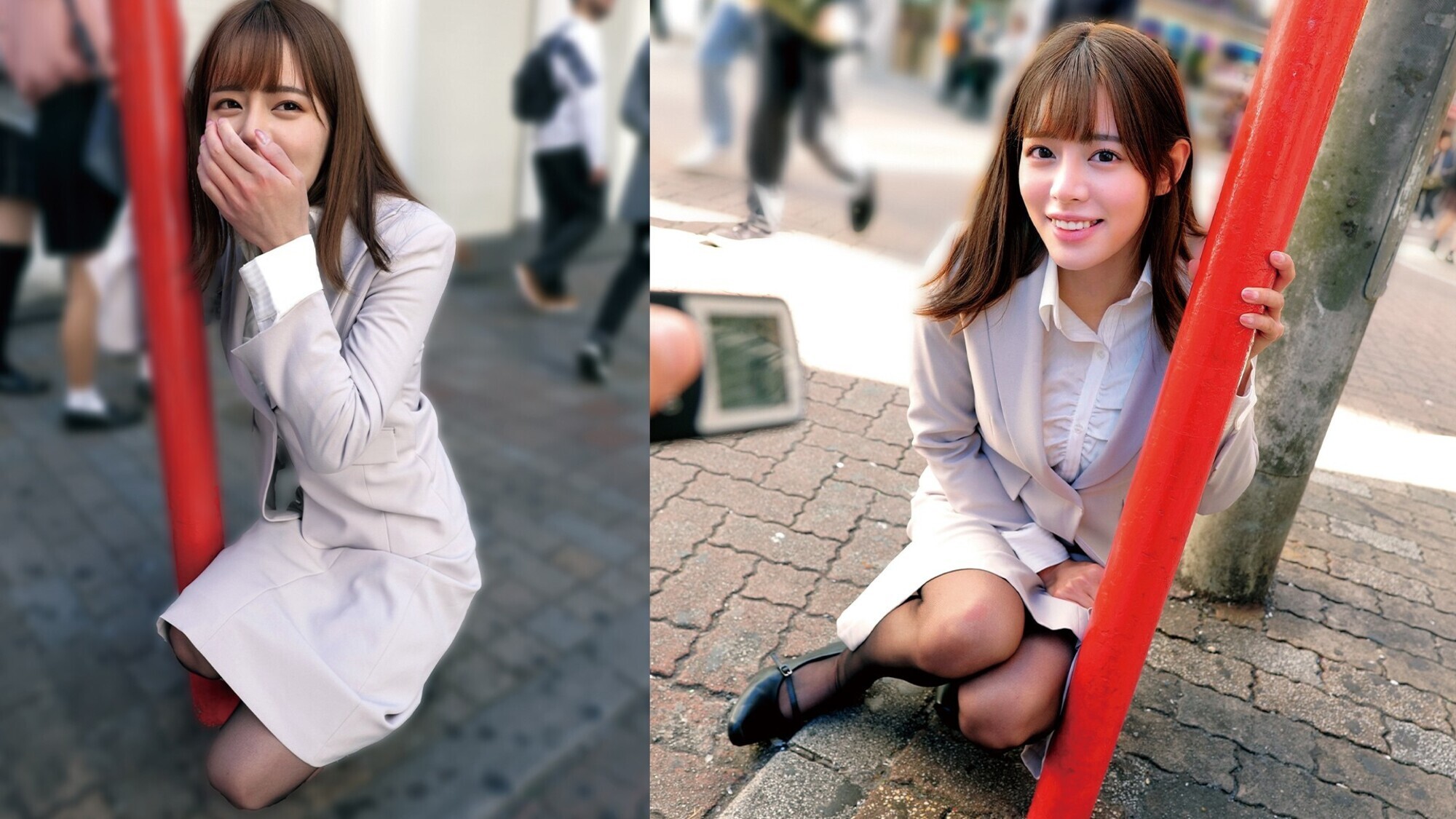 リモコンバイブお散歩 人混みの中でビクビク絶頂数十回 なみさん（28才）／るいささん（28才） 画像1