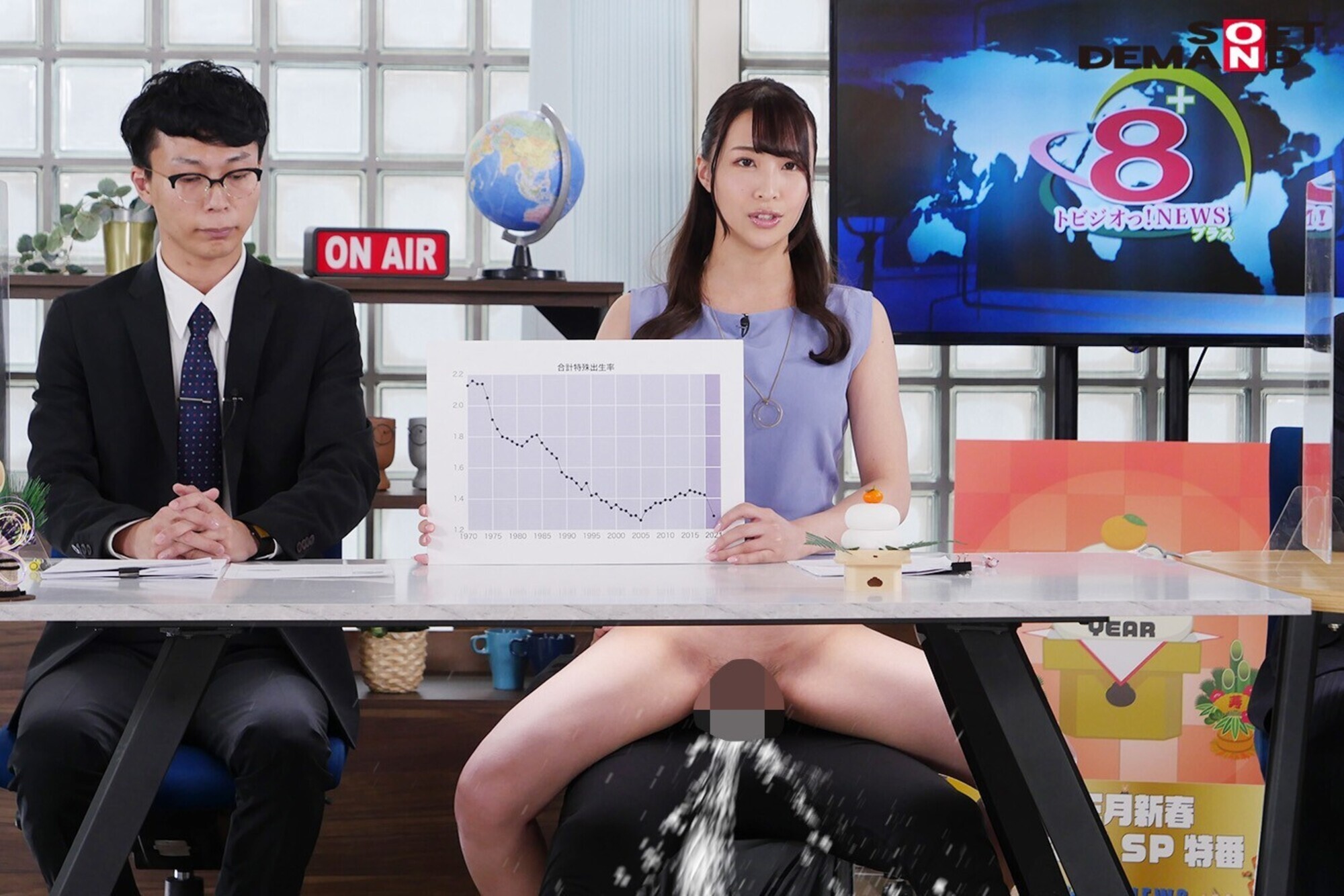 トビジオっ!NEWS お正月新春あけおめSP特番 本番中、ずっと潮吹きっぱなし・失禁しても平然と原稿を読み上げる女子アナ 画像5
