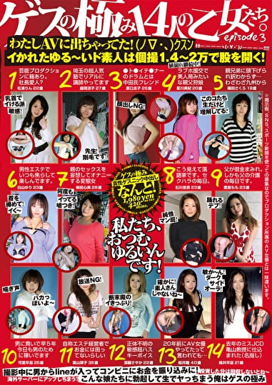ゲスの極み14人の乙女たち episode3 7時間 わたしAVに出ちゃってた！イかれたゆる～いド素人は個撮1.4～2万で股を開く！