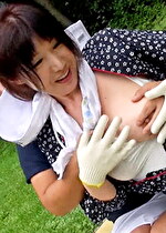 【素人・熟女】田舎の五十路熟女と青空SEX！大自然の恵みを感じながら乳首を勃起させての中出しSEX！